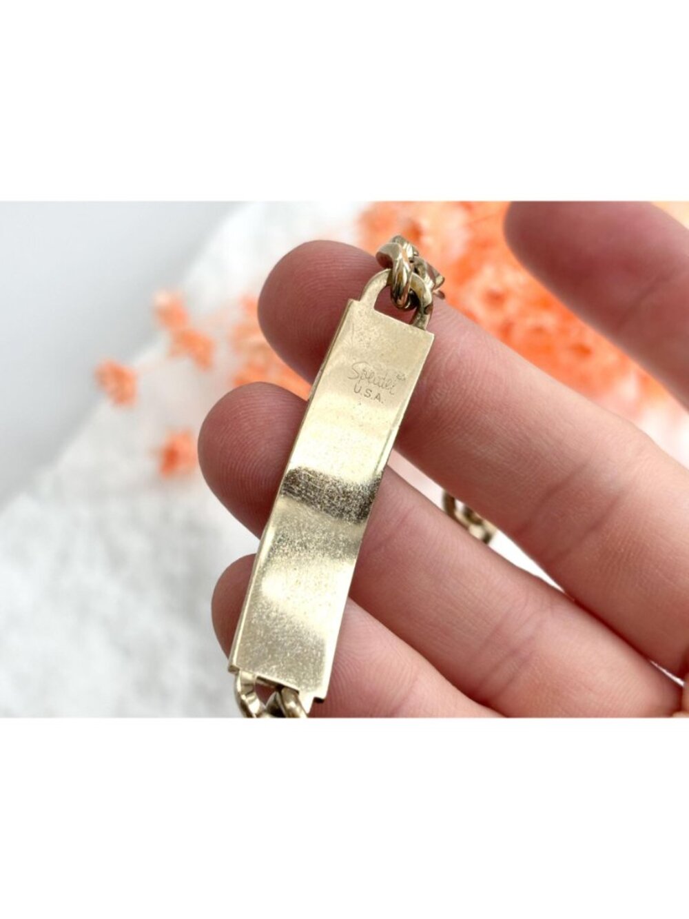 Chainlink Chunky "Jason" Carved Vintage 80's Style Panel Bracelet - Picture 10 of 14